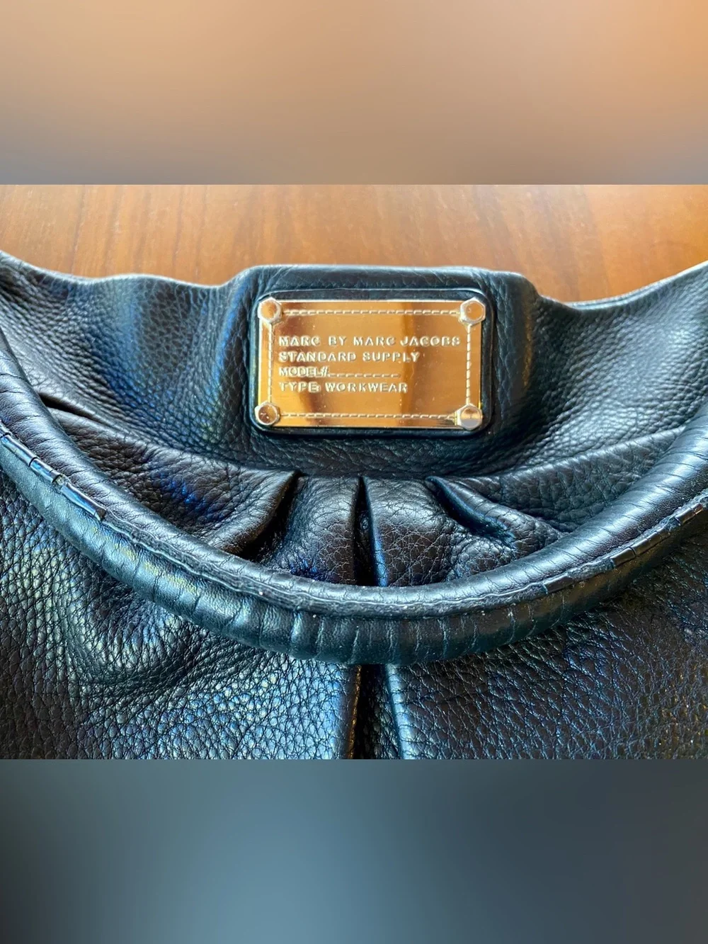 Marc by Marc Jacobs Leather Classic Q Hillier Hobo Shoulder Crossbody Bag Black